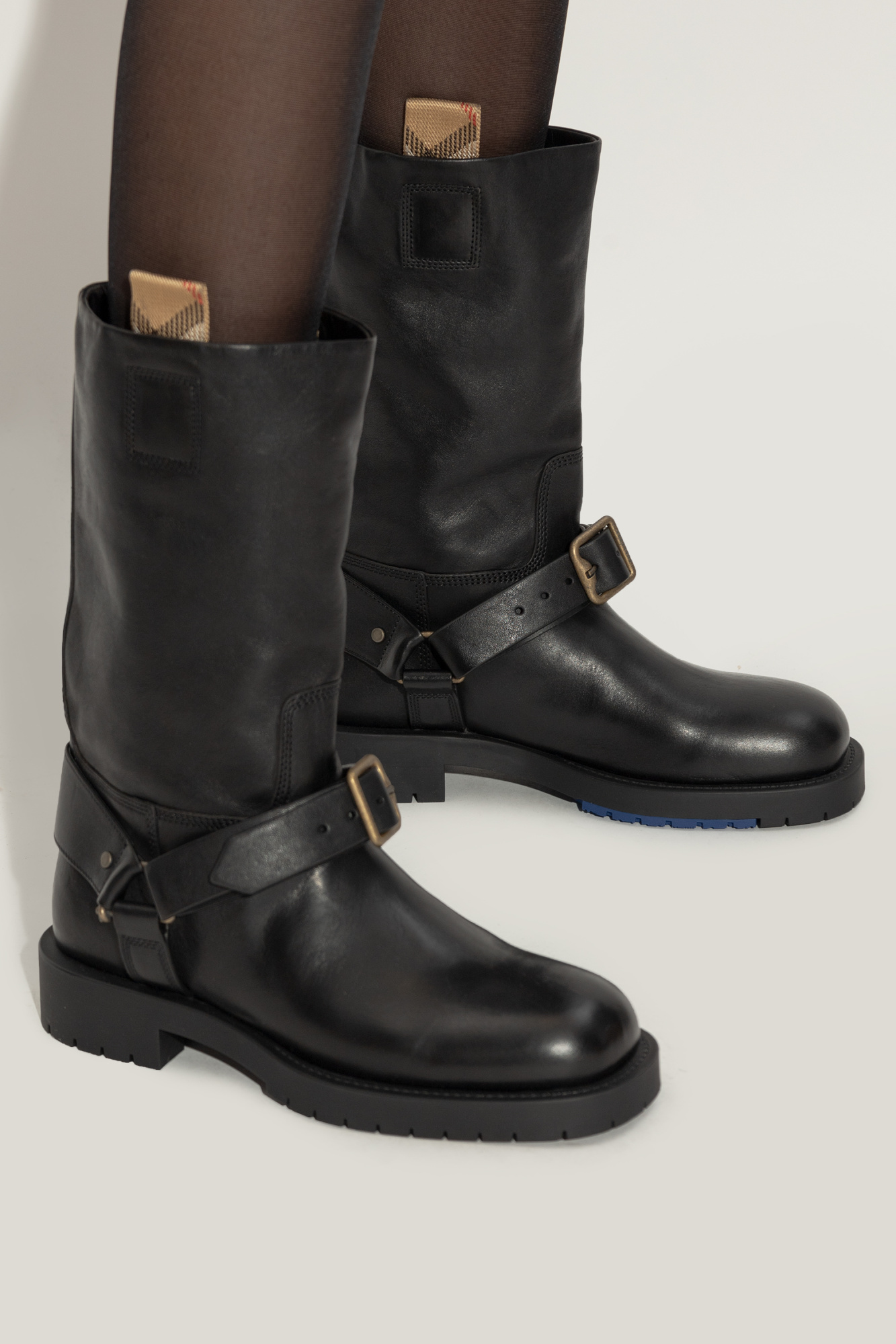 ミドルブーツ BURBERRY Women Boots 8077784 A1189 BLACK SchaferandweinerShops Japan - Black 'Saddle' biker boots